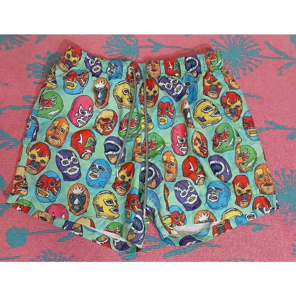 Boardies mens medium multi color swim trunks board shorts ski mask spruce green